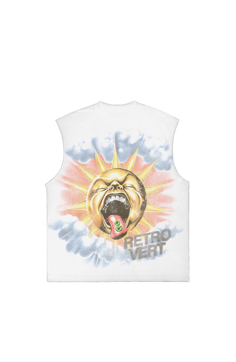 RETROVERT Sun Tongue Tee Cutoff, Main, color, White