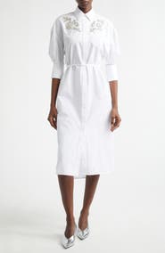 Erdem Embellished Cotton Poplin Shirtdress