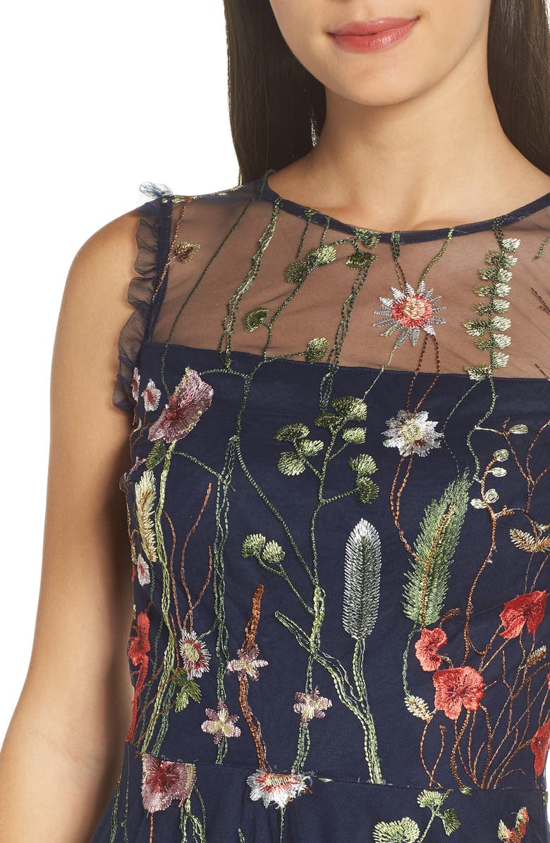 Morgan & Co. Embroidered Fit & Flare Dress, Alternate, color, 