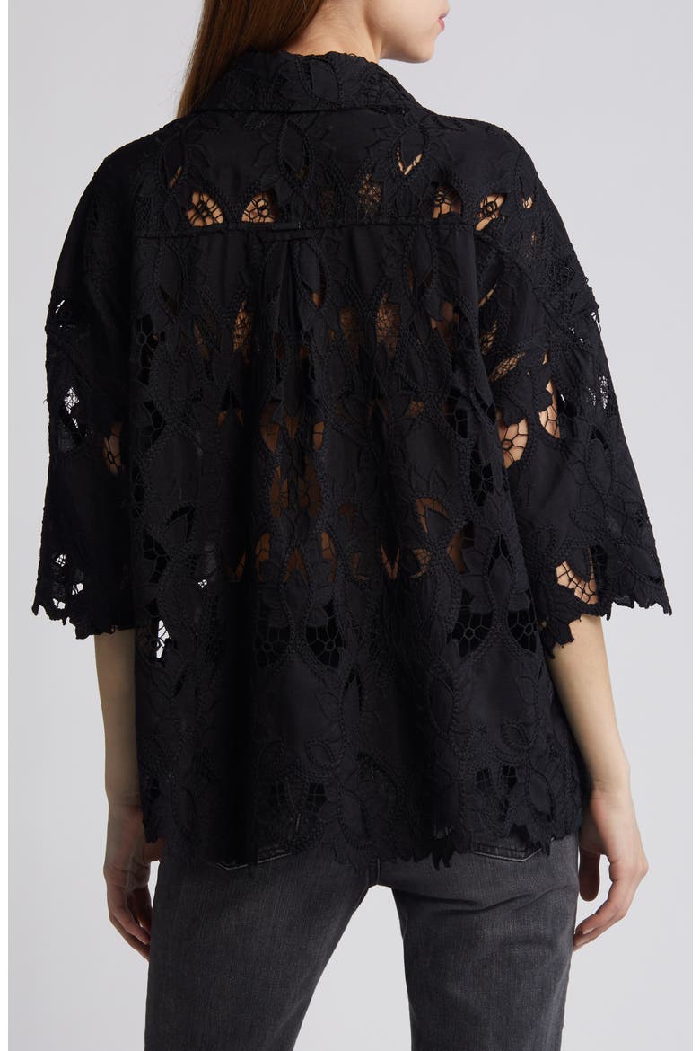 Charli Embroidered Button-Up Shirt, Alternate, color, BLACK