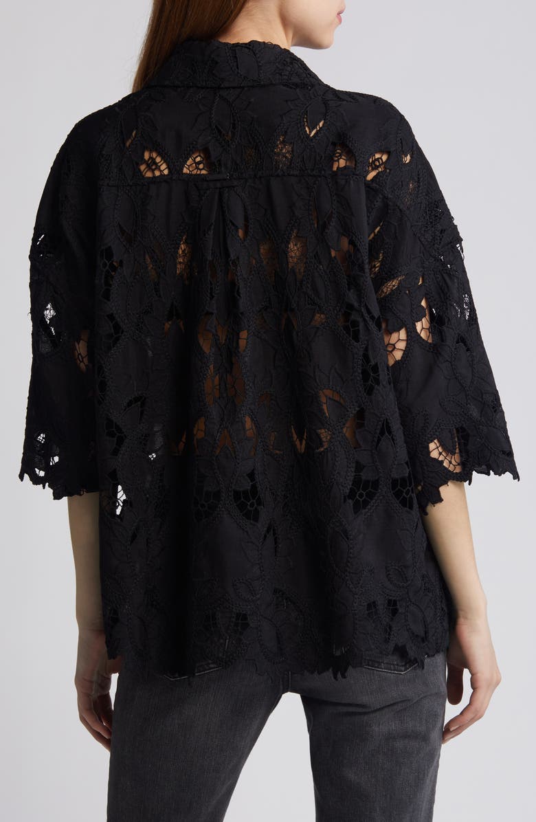 AllSaints Charli Embroidered Button-Up Shirt, Alternate, color, 