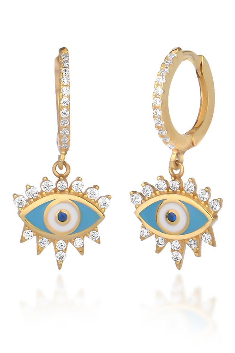 Evil Eye CZ Drop Earrings, Main, color, GOLD