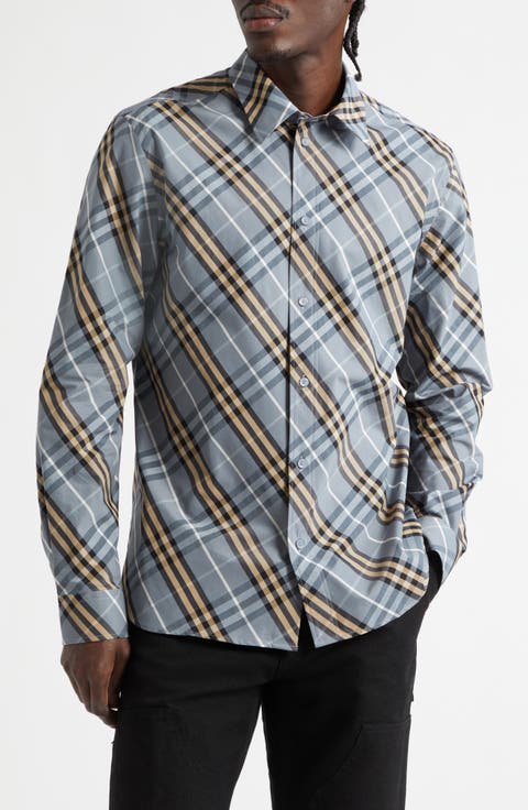 Robert Regular Fit Check Cotton Poplin Button-Up Shirt