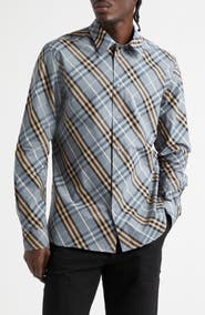 Burberry Robert Regular Fit Check Cotton Poplin Button-Up Shirt