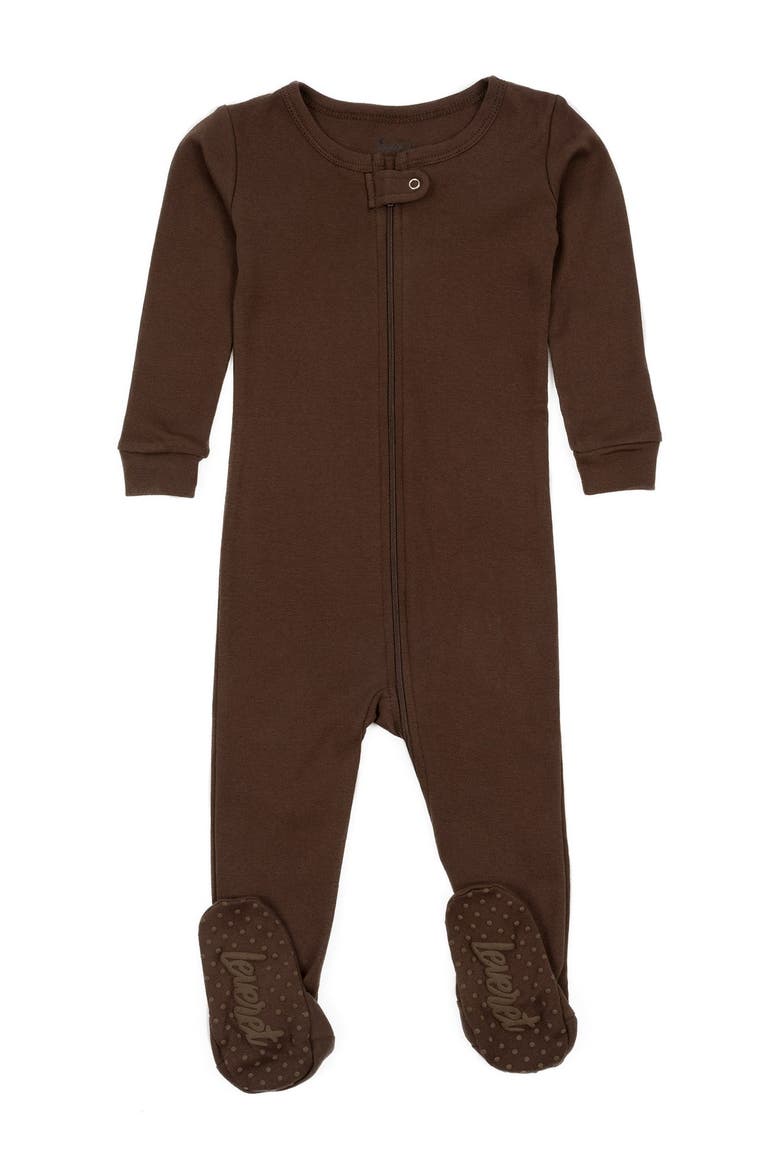 Solid Brown Footed Pajamas, Main, color, BROWN