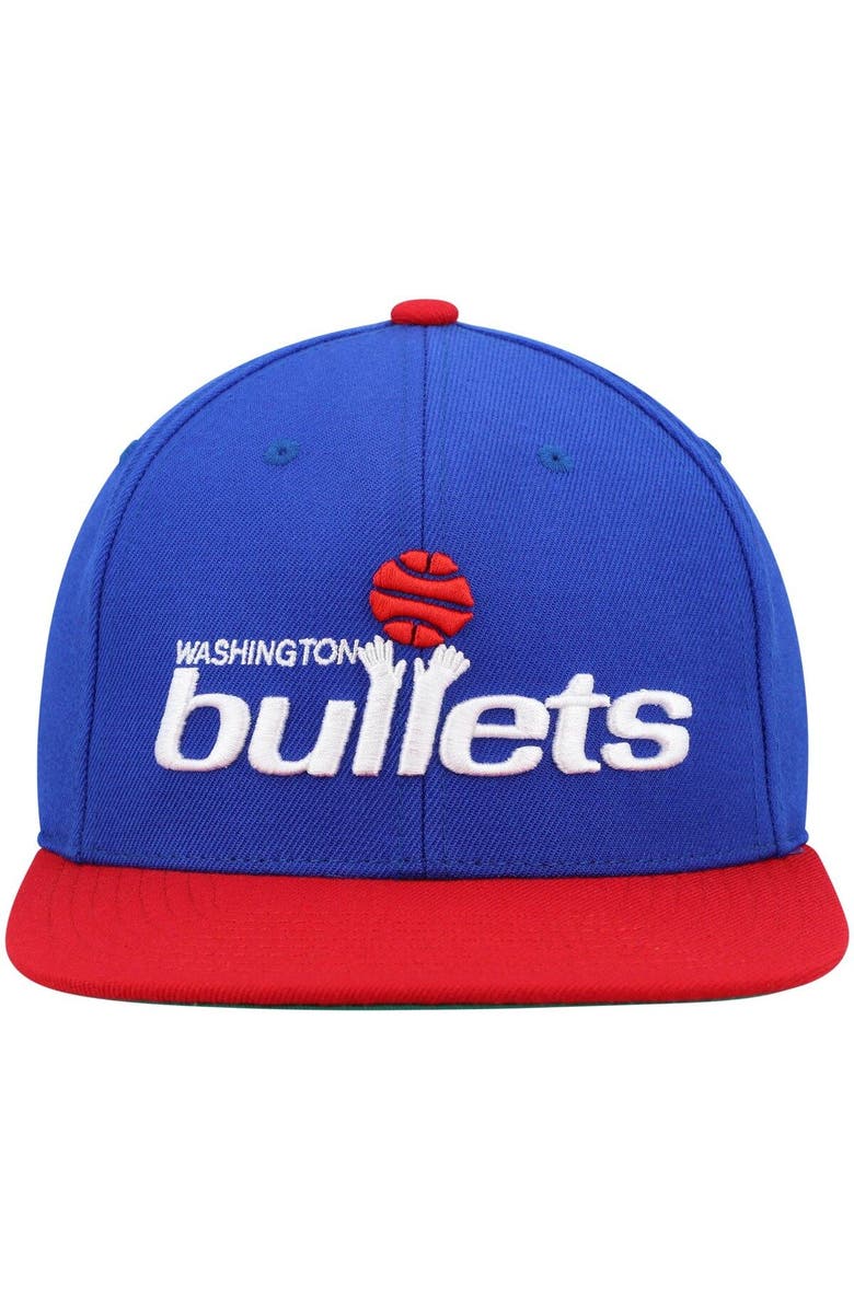 Mitchell & Ness Men's Mitchell & Ness Blue/Red Washington Bullets Hardwood Classics Team Two-Tone 2.0 Snapback Hat, Alternate, color,