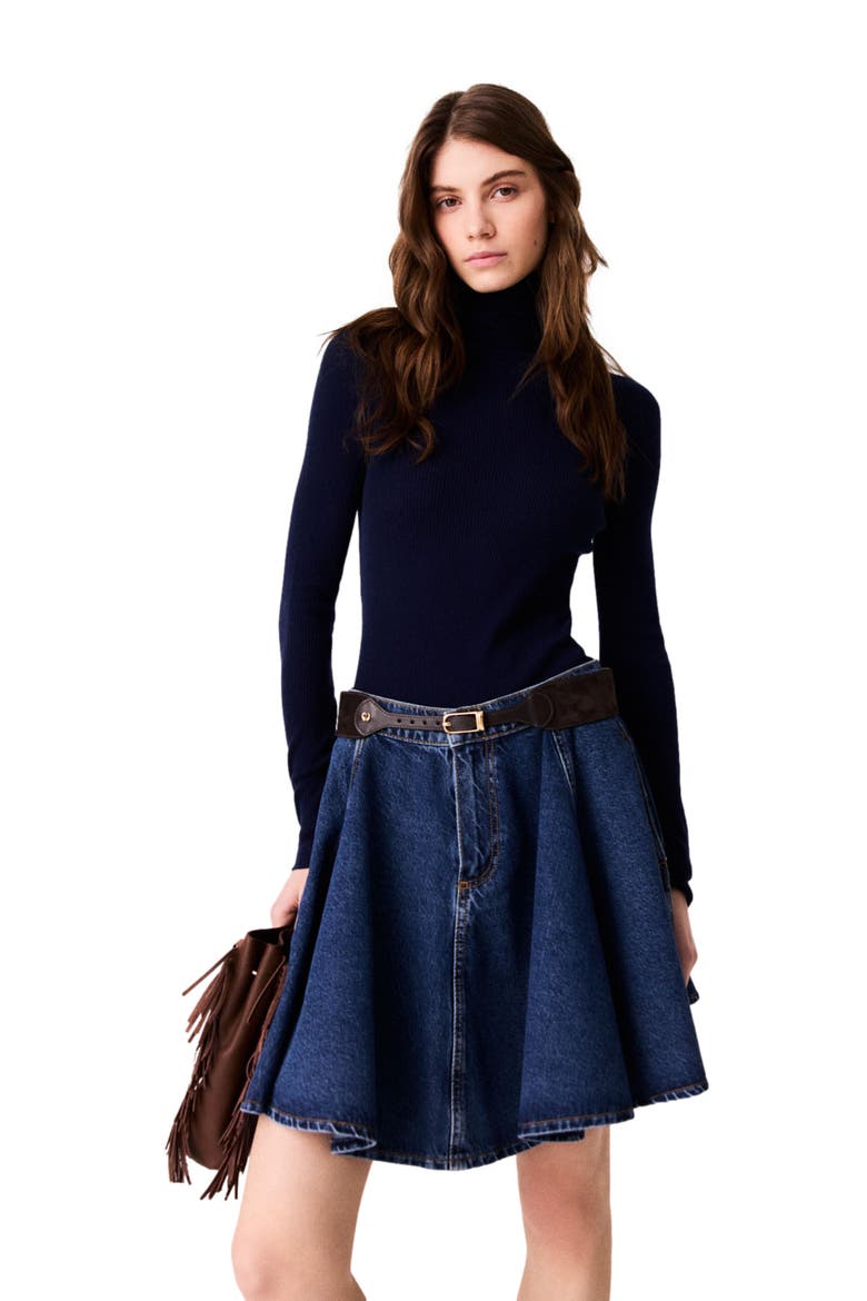 Mixed suede and leather corset belt, Alternate, color, Dark brown