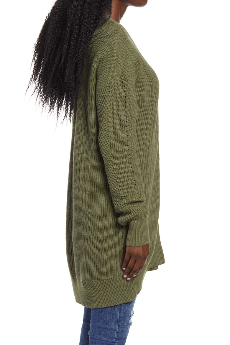 Open Stitch Cardigan, Alternate, color, OLIVE BRANCH