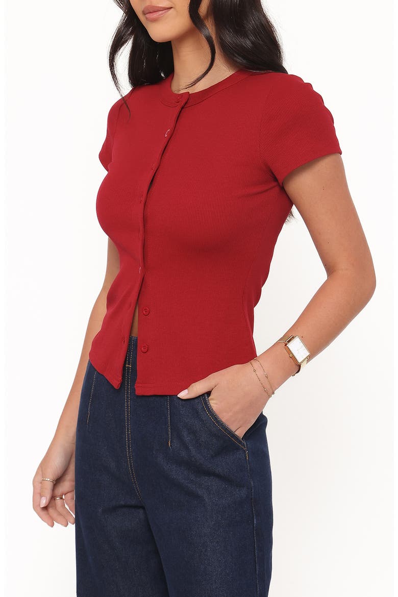 Tylarah Short Sleeve Rib Cardigan, Alternate, color, RED