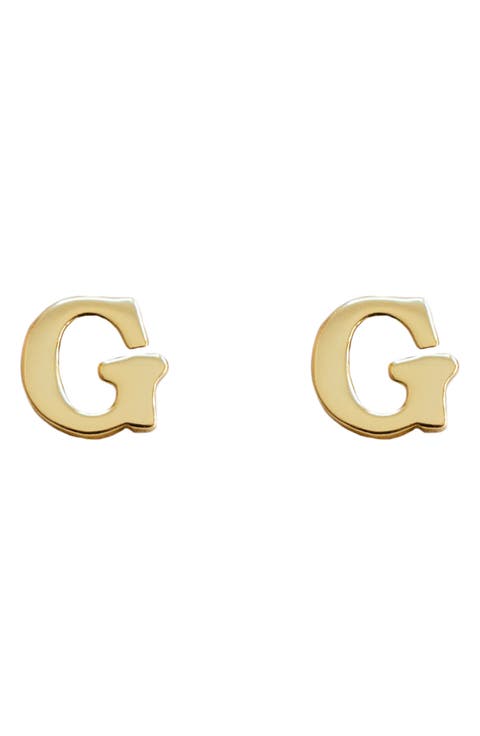 Block Letter Initial Stud Earrings