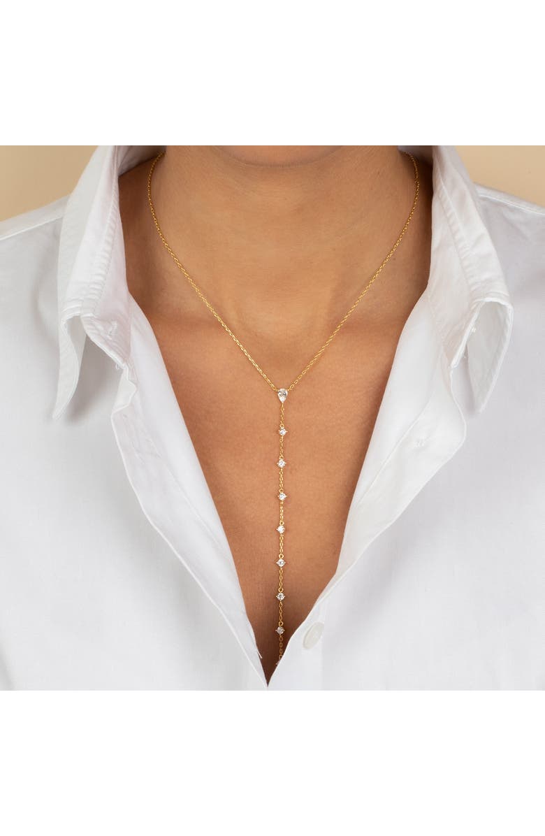 BY ADINA EDEN CZ Teardrop Drop Lariat Necklace, Alternate, color,