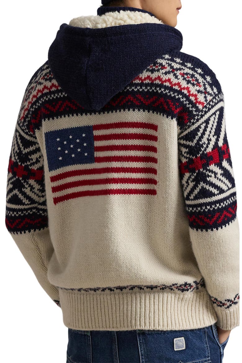 Team USA Quarter Zip Hooded Sweater, Alternate, color, CREAM COMBO