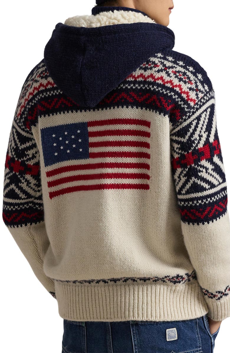 Polo Ralph Lauren Team USA Quarter Zip Hooded Sweater, Alternate, color, Cream Combo