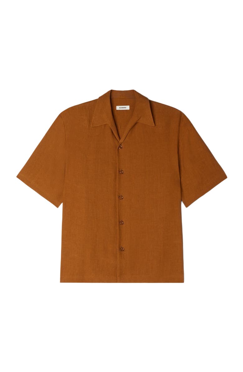 SANDRO Linen shirt, Alternate, color, Whisky