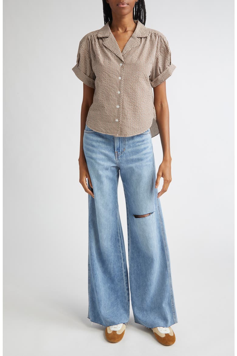 Kasey Ripped Raw Hem Mid Rise Wide Leg Jeans, Alternate, color, BRIGHT LAKESHORE