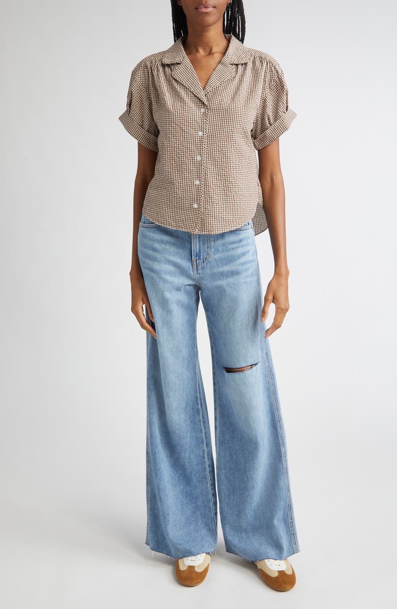 Veronica Beard Kasey Ripped Raw Hem Mid Rise Wide Leg Jeans, Alternate, color, Bright Lakeshore