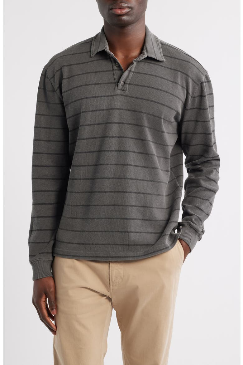 Caza Rib Organic Cotton Long Sleeve Polo, Main, color, SLATERIO