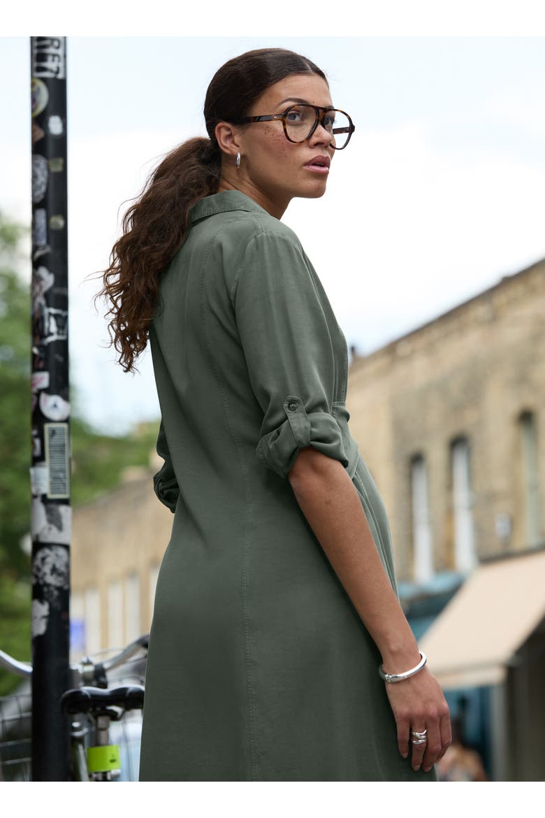 Kelsy Maternity Belted Shirt Dress, Alternate, color, Khaki