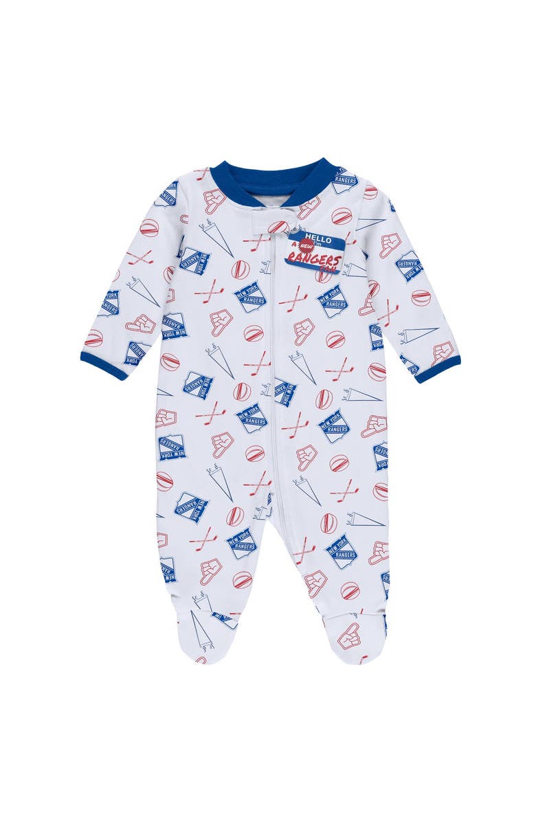 WEAR by Erin Andrews Newborn & Infant White New York Rangers Sleep & Play Full-Zip Footed Jumper with Bib, Alternate, color, 