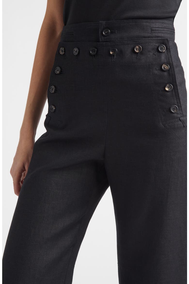 Linen Sailor Trousers, Alternate, color, BLACK