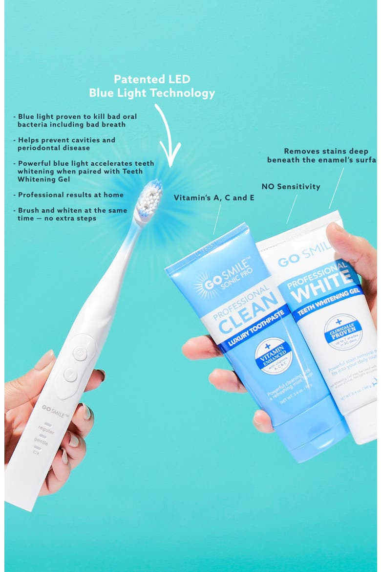 Sonic Blue Smart Brush Teeth Whitening Kit, Alternate, color, WHITE