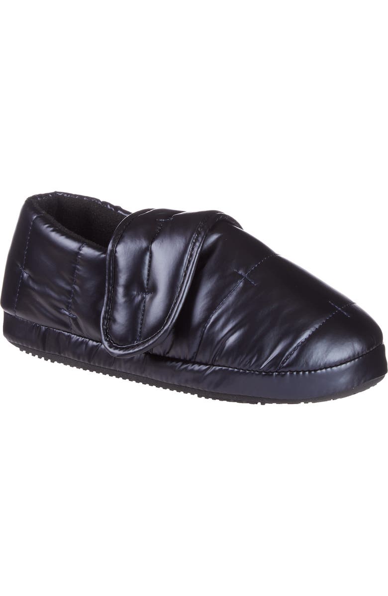 ISOTONER Nylon Puffer Slipper, Main, color, Black