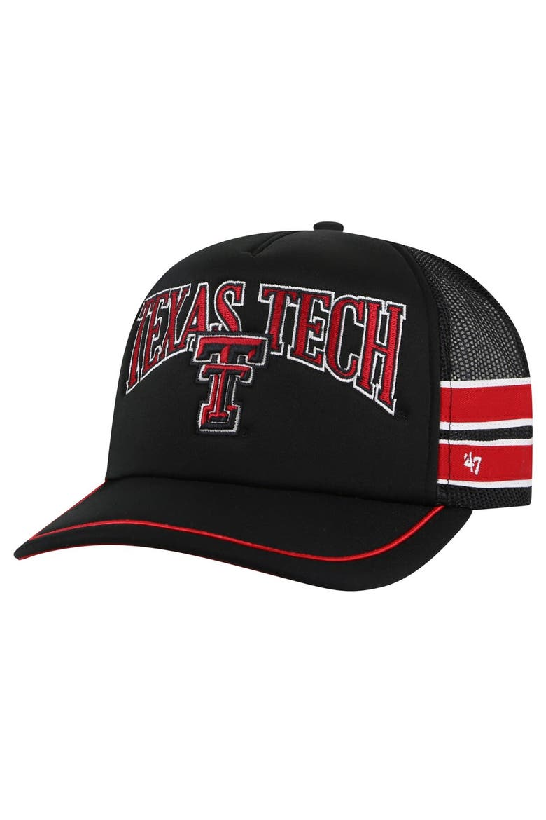Men's '47 Black Texas Tech Red Raiders Sideband Trucker Adjustable Hat, Main, color, Black
