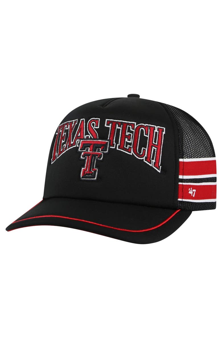 '47 Men's '47 Black Texas Tech Red Raiders Sideband Trucker Adjustable Hat, Main, color,