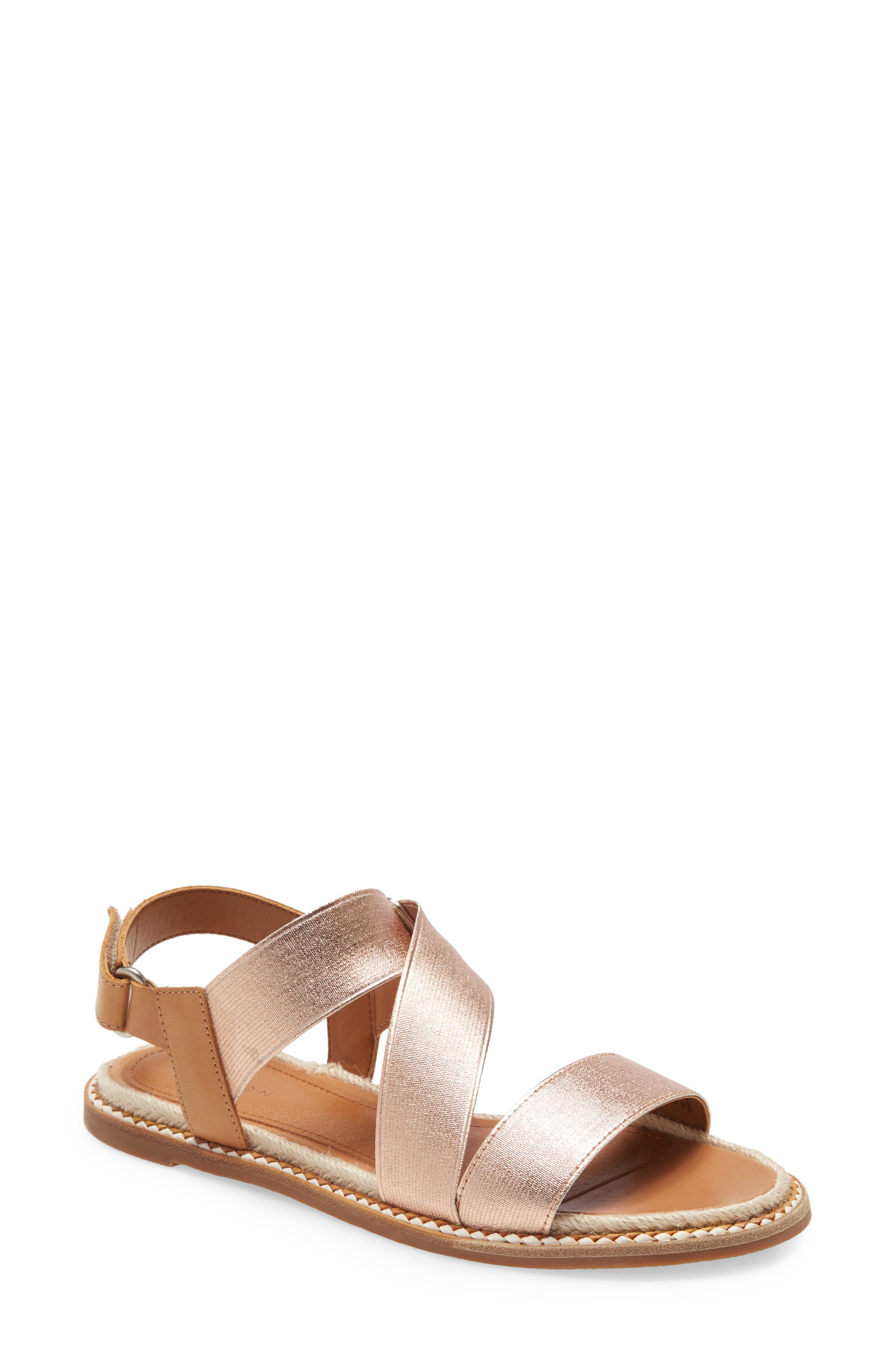 Dalila Elastic Sandal, Main, color, ROSE GOLD ELASTIC FABRIC