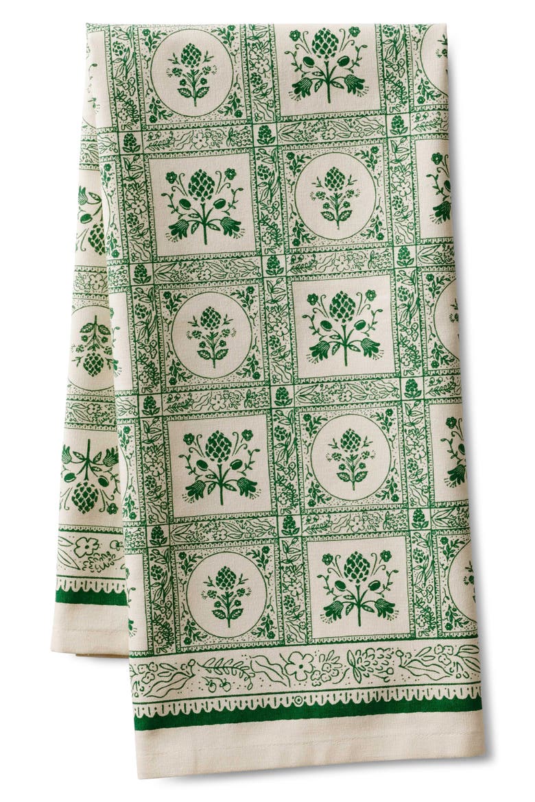 Artichoke Tea Towel, Main, color, GREEN MULTI