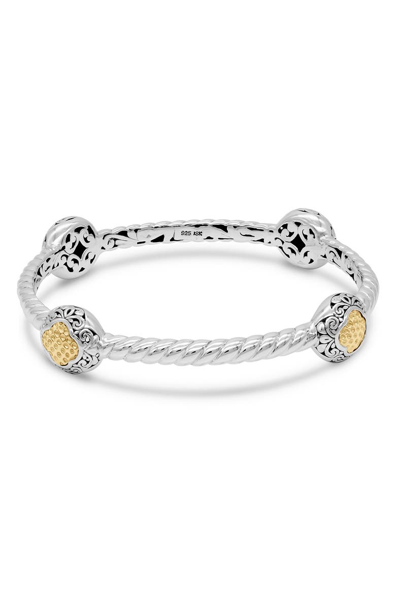 DEVATA Sterling Silver & 18K Gold Bali Clover Bangle Bracelet, Main, color, 