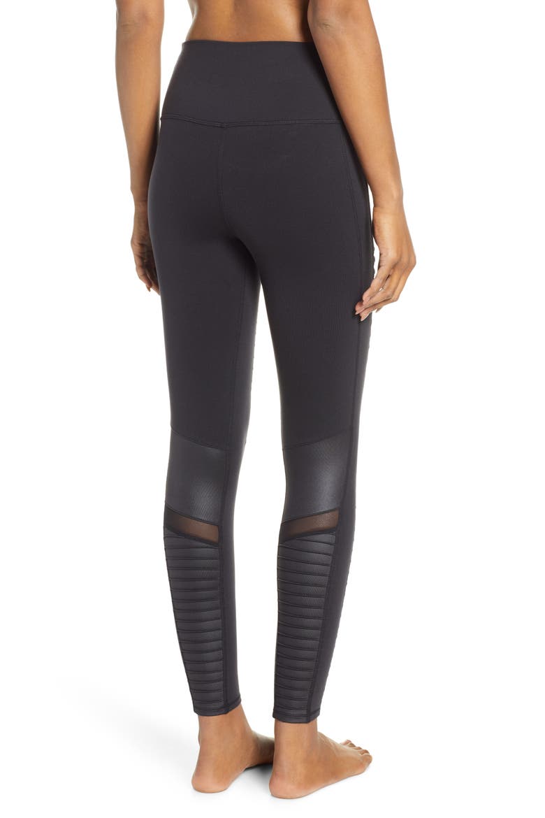 High Waist Moto 7/8 Leggings, Alternate, color, BLACK