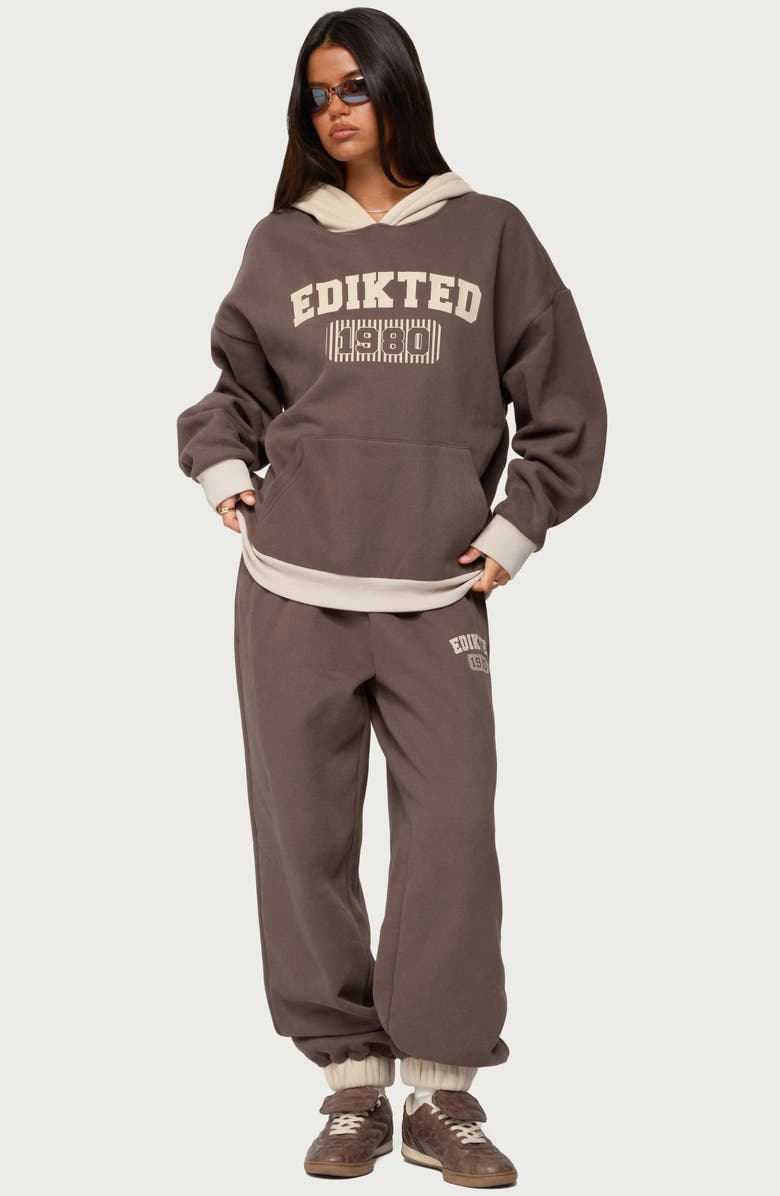 EDIKTED 1980 Logo Sweatpants, Alternate, color, Brown