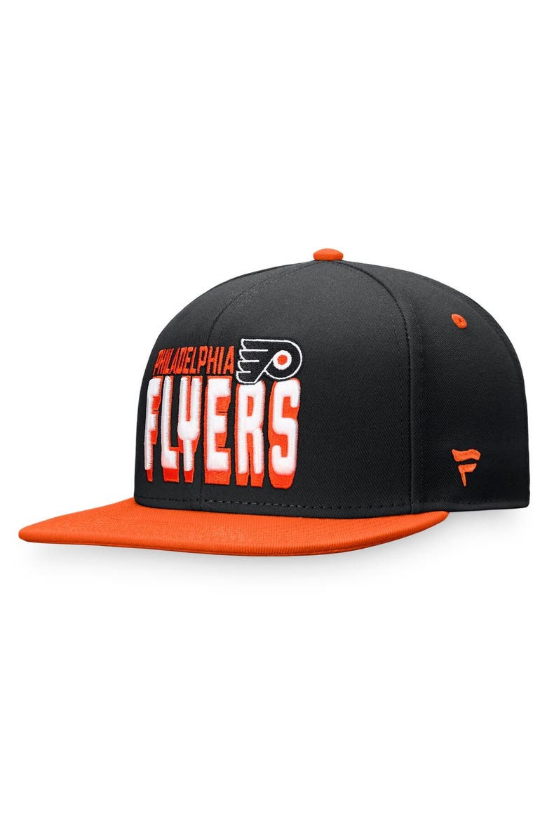Men's Fanatics Branded Black/Orange Philadelphia Flyers Heritage Retro Two-Tone Snapback Hat, Alternate, color, Black