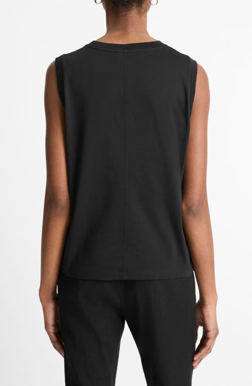 Vince Trim Linen Blend Sweater Tank In Black In Black