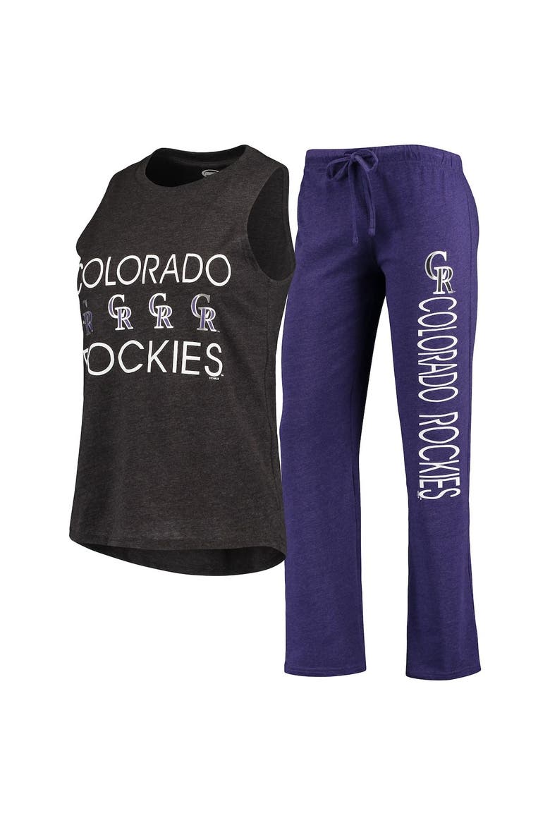 Women's Concepts Sport Purple/Black Colorado Rockies Meter Muscle Tank Top & Pants Sleep Set, Main, color, Purple