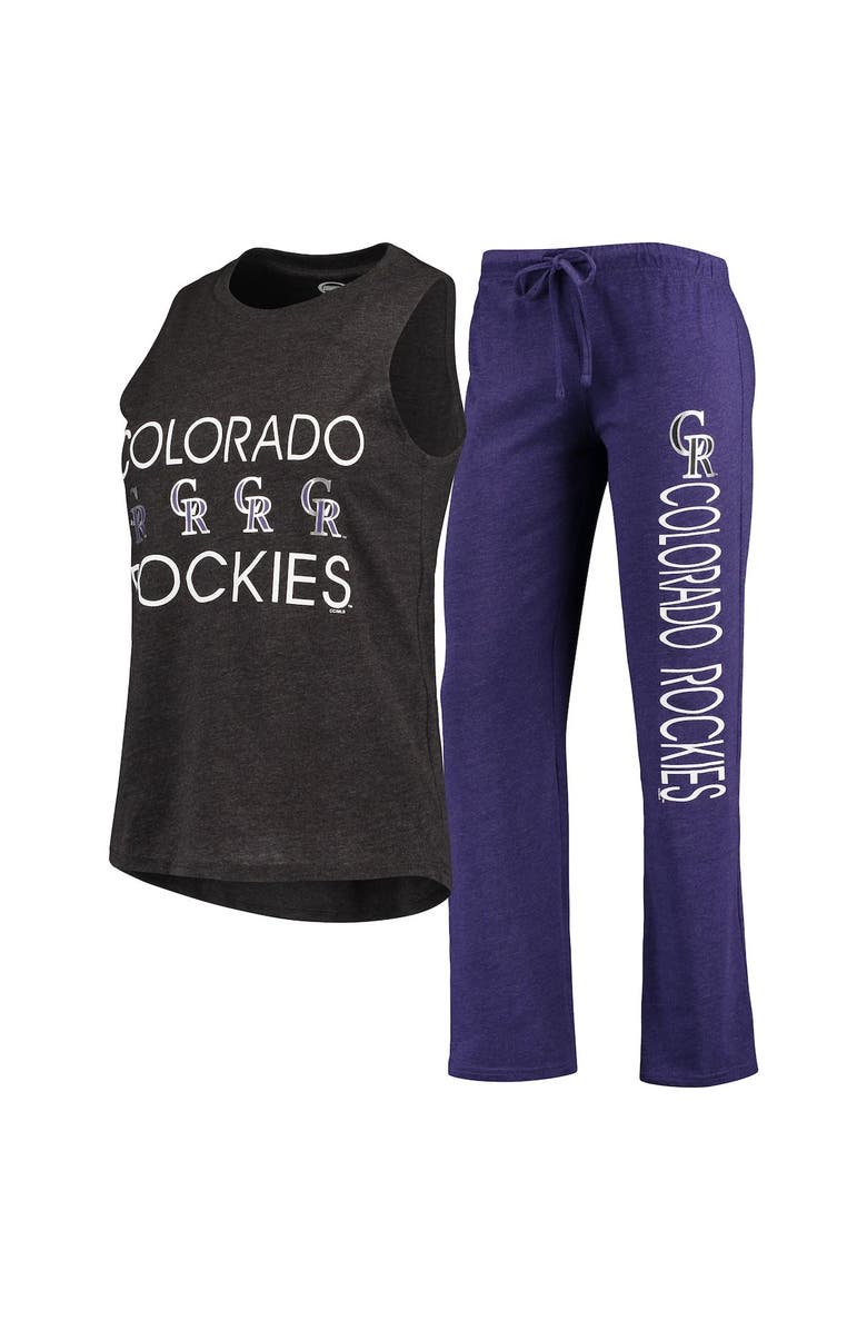CONCEPTS SPORT Women's Concepts Sport Purple/Black Colorado Rockies Meter Muscle Tank Top & Pants Sleep Set, Main, color, Purple