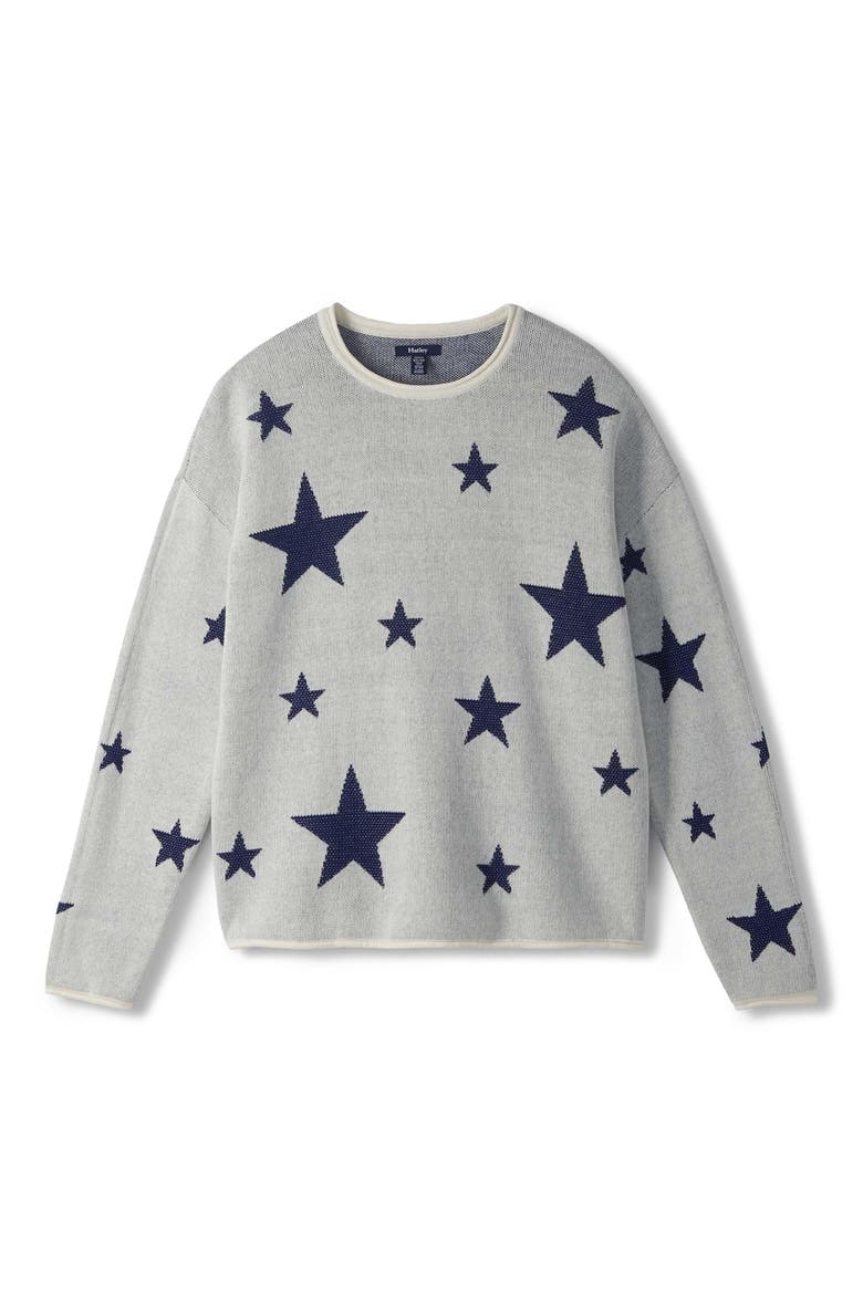 Star Rolled Edge Sweater, Alternate, color, SEA SALT