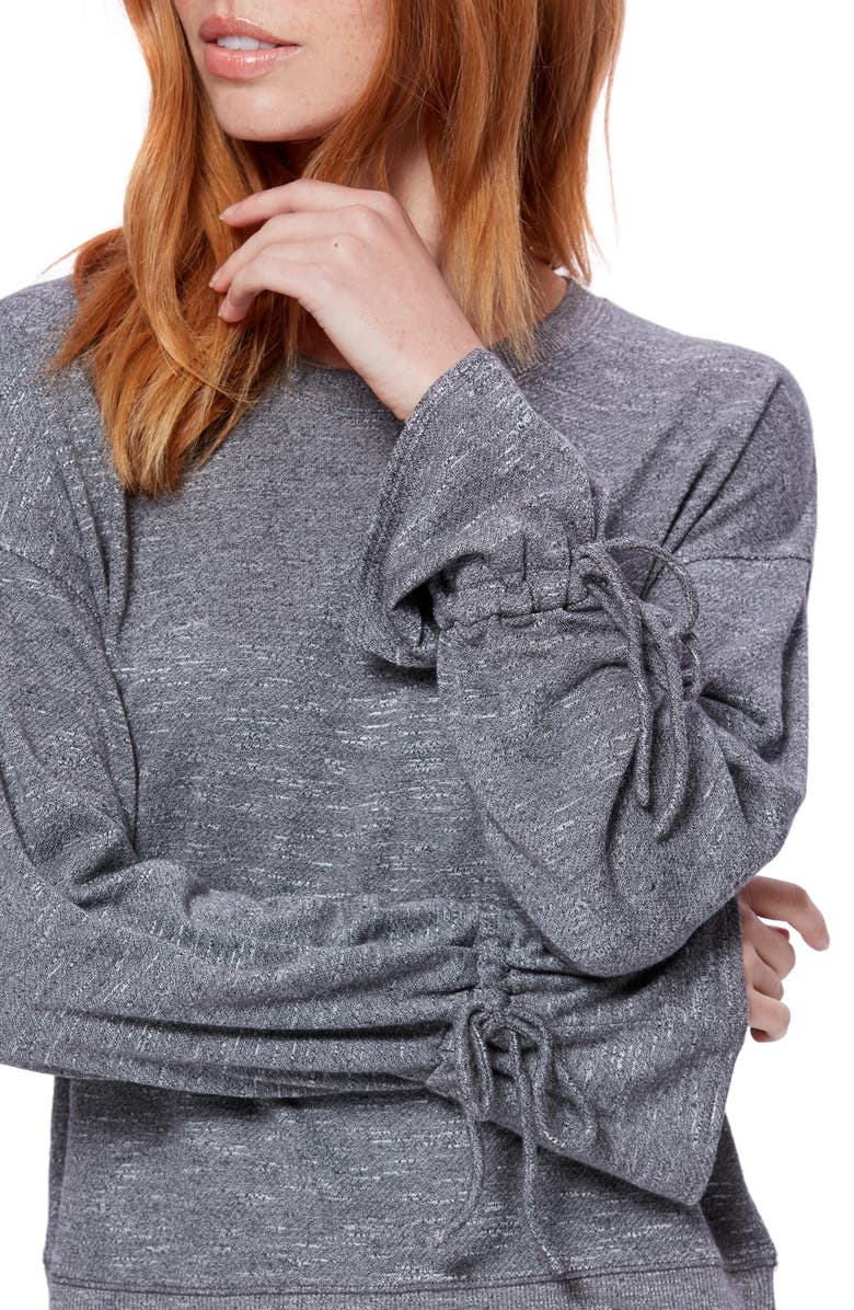 PAIGE Keily Tie Cuff Long Sleeve Top, Alternate, color, Charcoal Heather