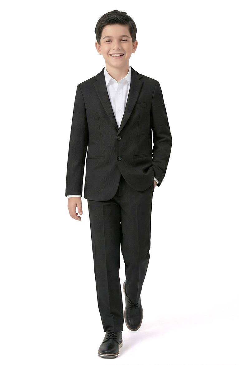 Kids' Stretch Two-Piece Suit, Alternate, color, BLACK MESH