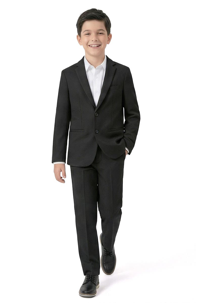 Andy & Evan Kids' Stretch Two-Piece Suit, Alternate, color, Black Mesh