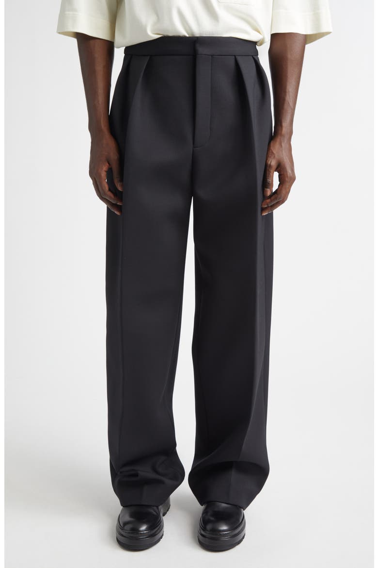 Le Pantalon Citta Pleated Stretch Wool Pants, Main, color, BLACK
