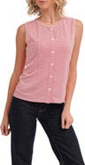 CYRUS Picot Trim Sleeveless Houndstooth Top