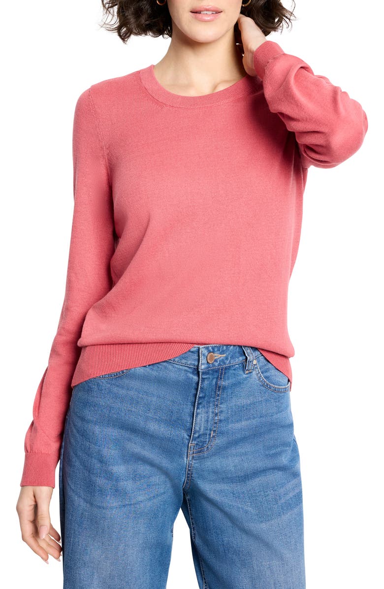 NIC+ZOE Pure Cotton Crewneck Sweater, Main, color, Cranberry