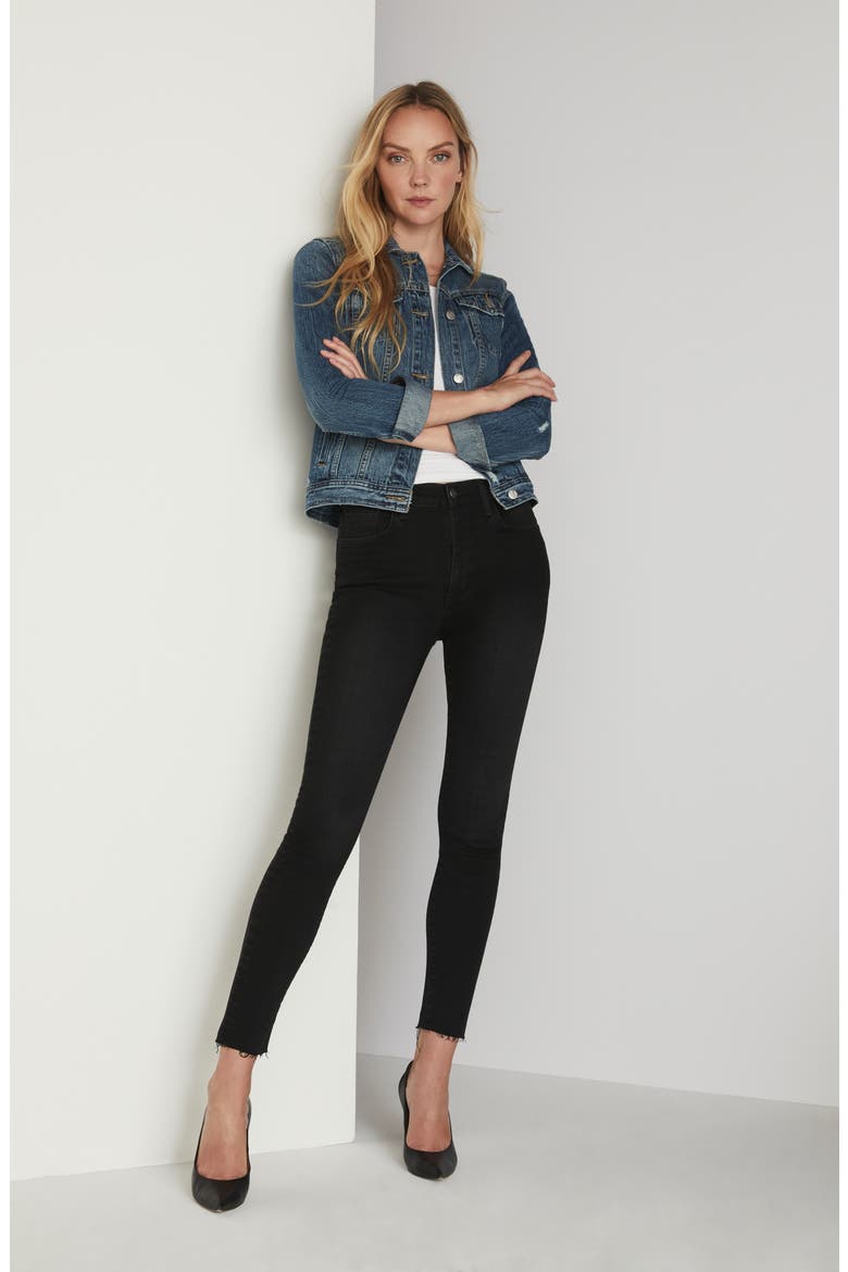 SnapBack Charlie High Waist Raw Hem Ankle Skinny Jeans, Alternate, color, CIELO