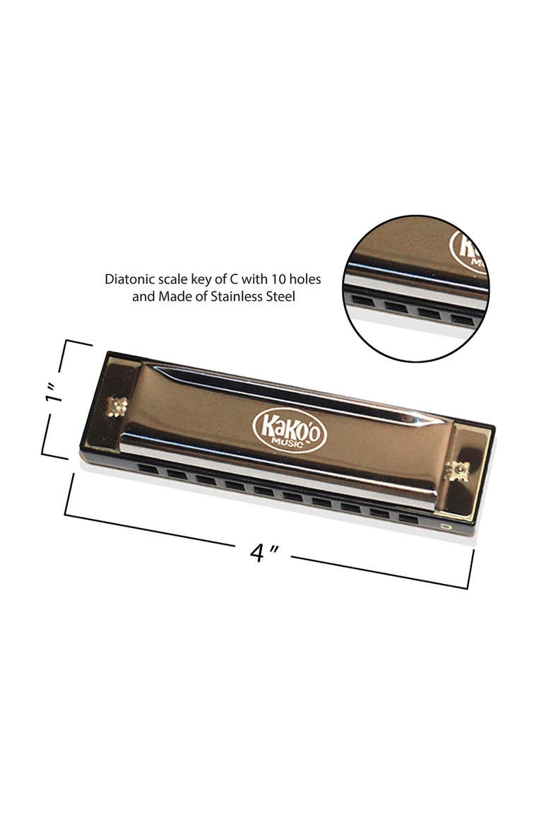 Classic 4 Inch Metal Harmonica With Storage Case, Alternate, color, Multicolored