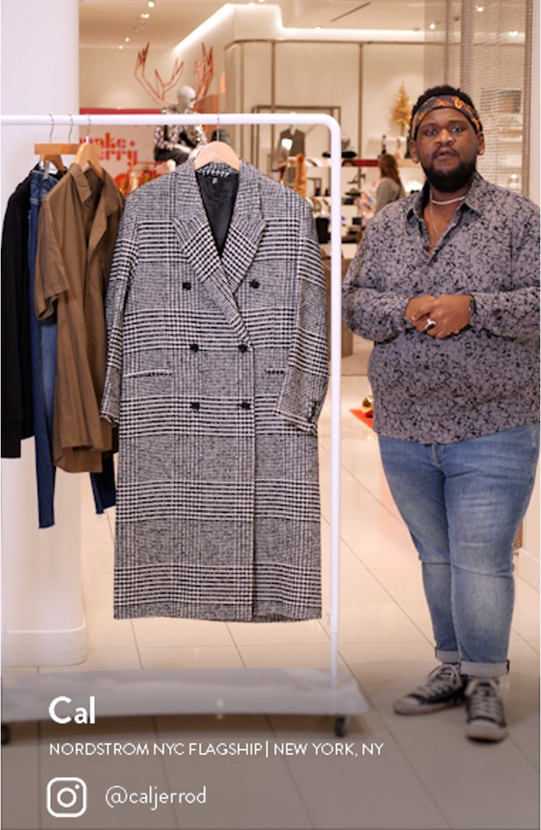 Mixed Check Wool Blend Coat, sales video thumbnail