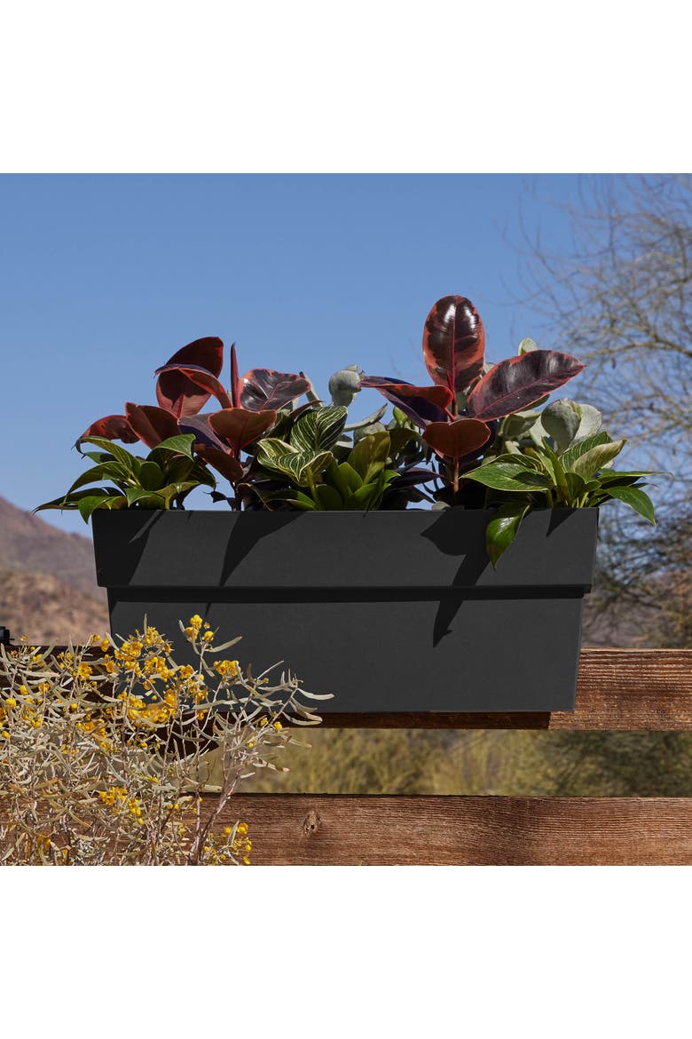 Black 24 Inch Finley Deck Rail Planter, 7.5 Gal Capacity, Alternate, color, Black