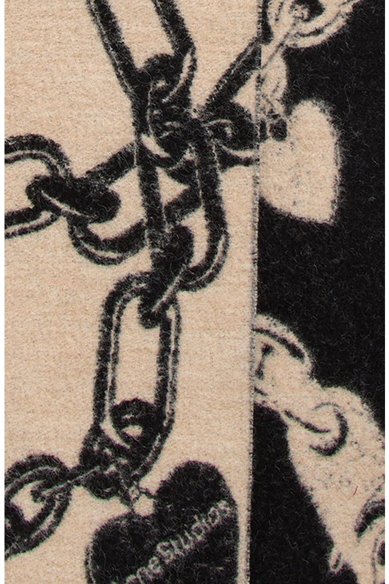 Vilma Chain Wool Blend Scarf, Alternate, color, BEIGE/ BLACK