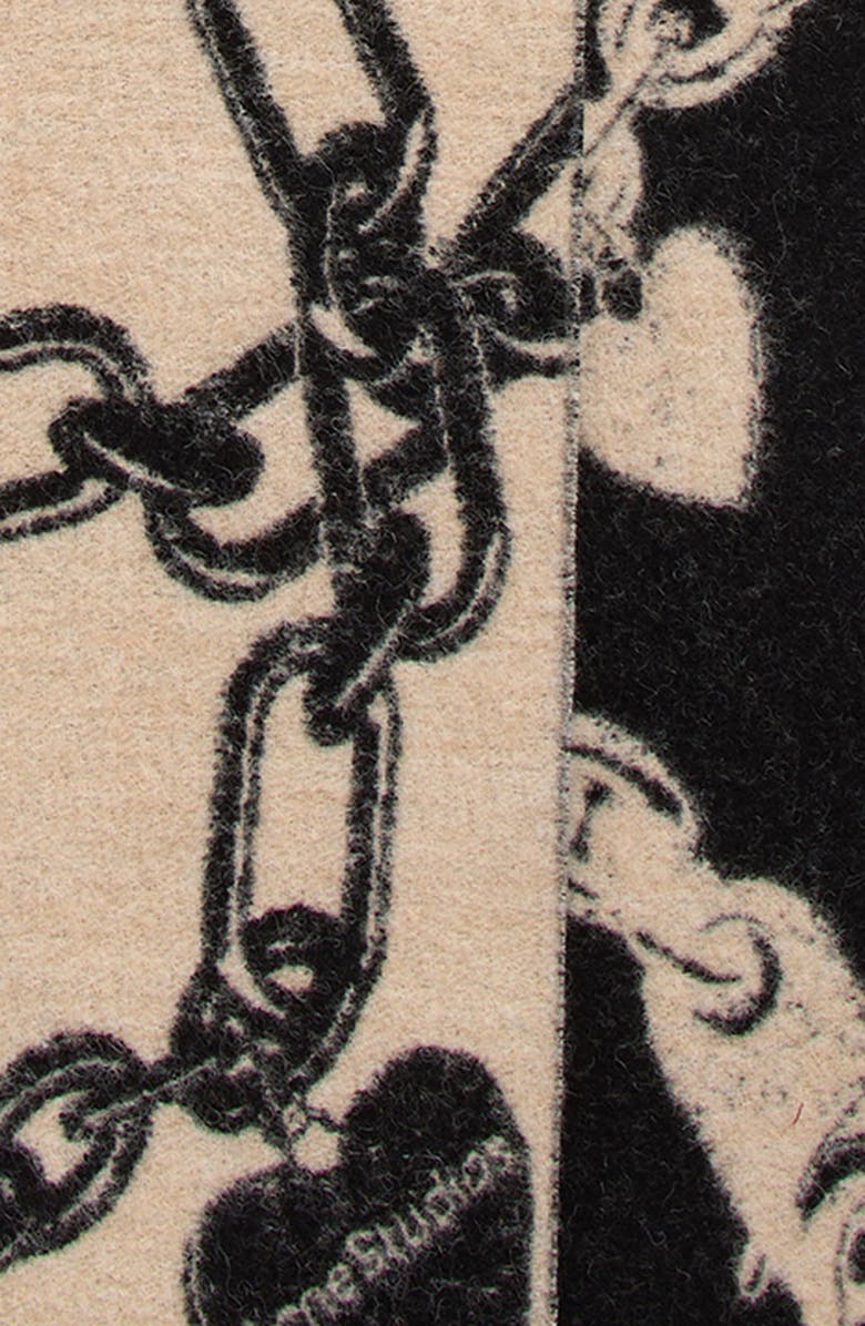 Acne Studios Vilma Chain Wool Blend Scarf, Alternate, color, Beige/ Black